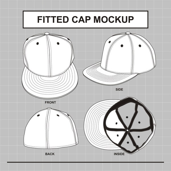 Fitted Cap Hat Vector Mockup Template