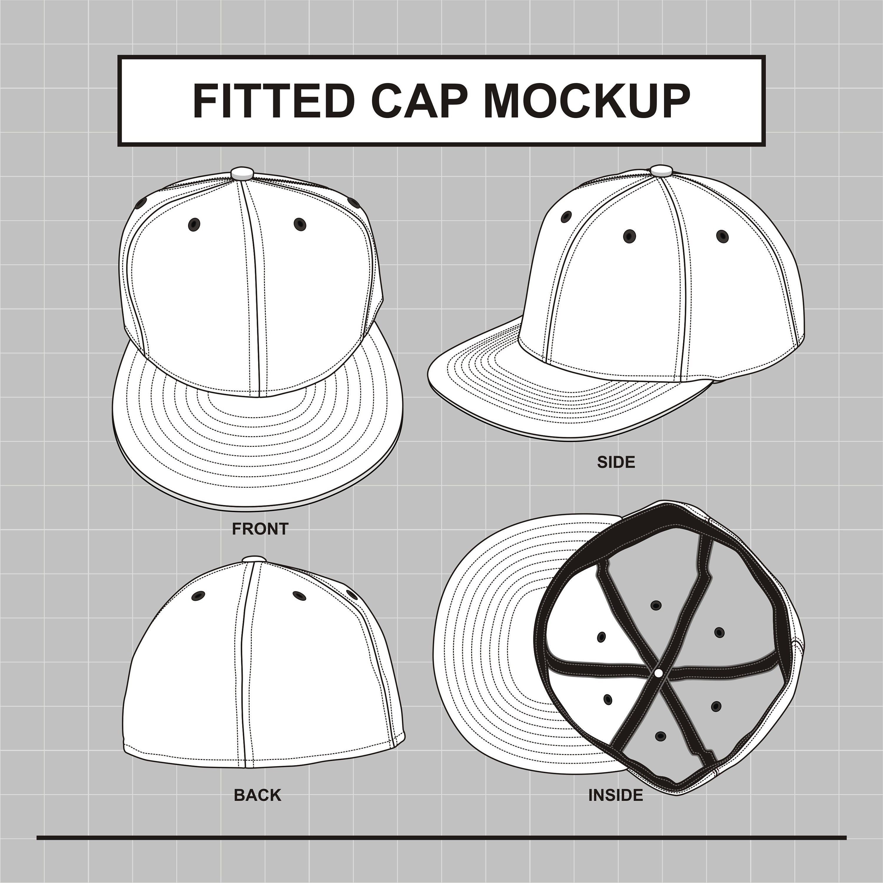 Doornen Overleven Pastoor Fitted Cap Hat Vector Mockup Template - Etsy