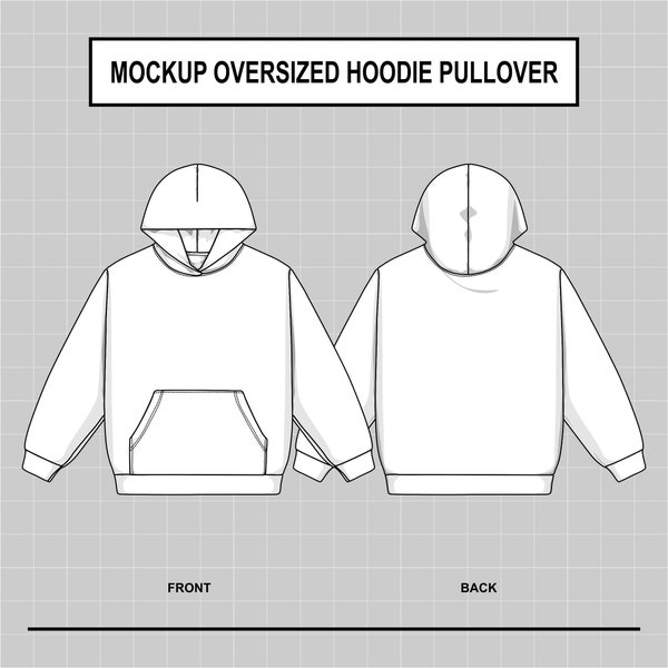 Mockup Hoodie Pullover Oversized Vector Illustrator