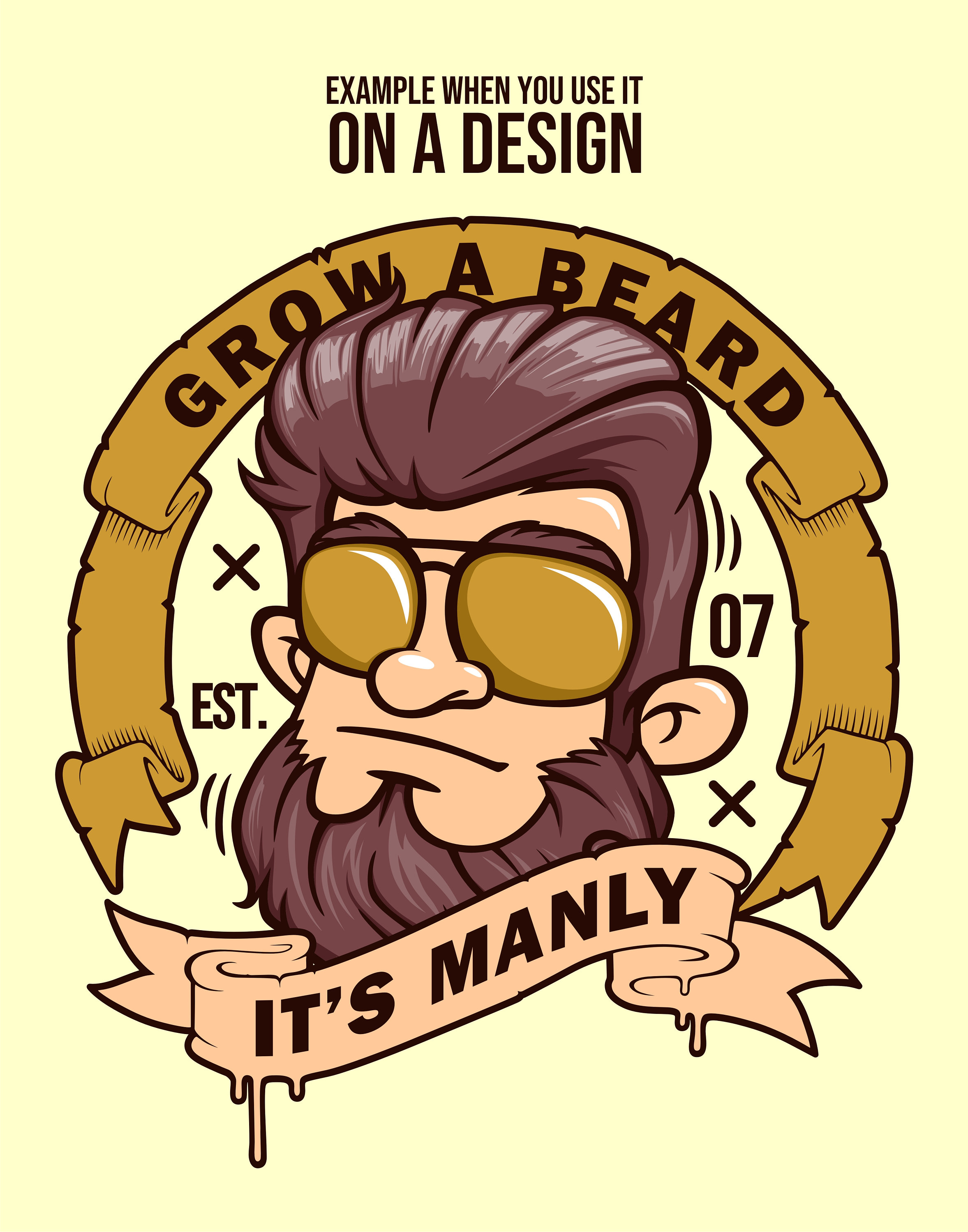 Editable Vector File Illustration of a Man With Beard Wearing ...
