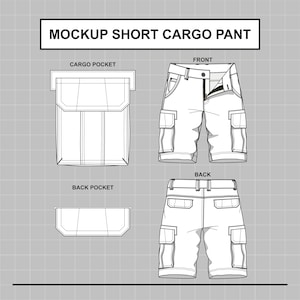 Maqueta vectorial de pantalón cargo corto