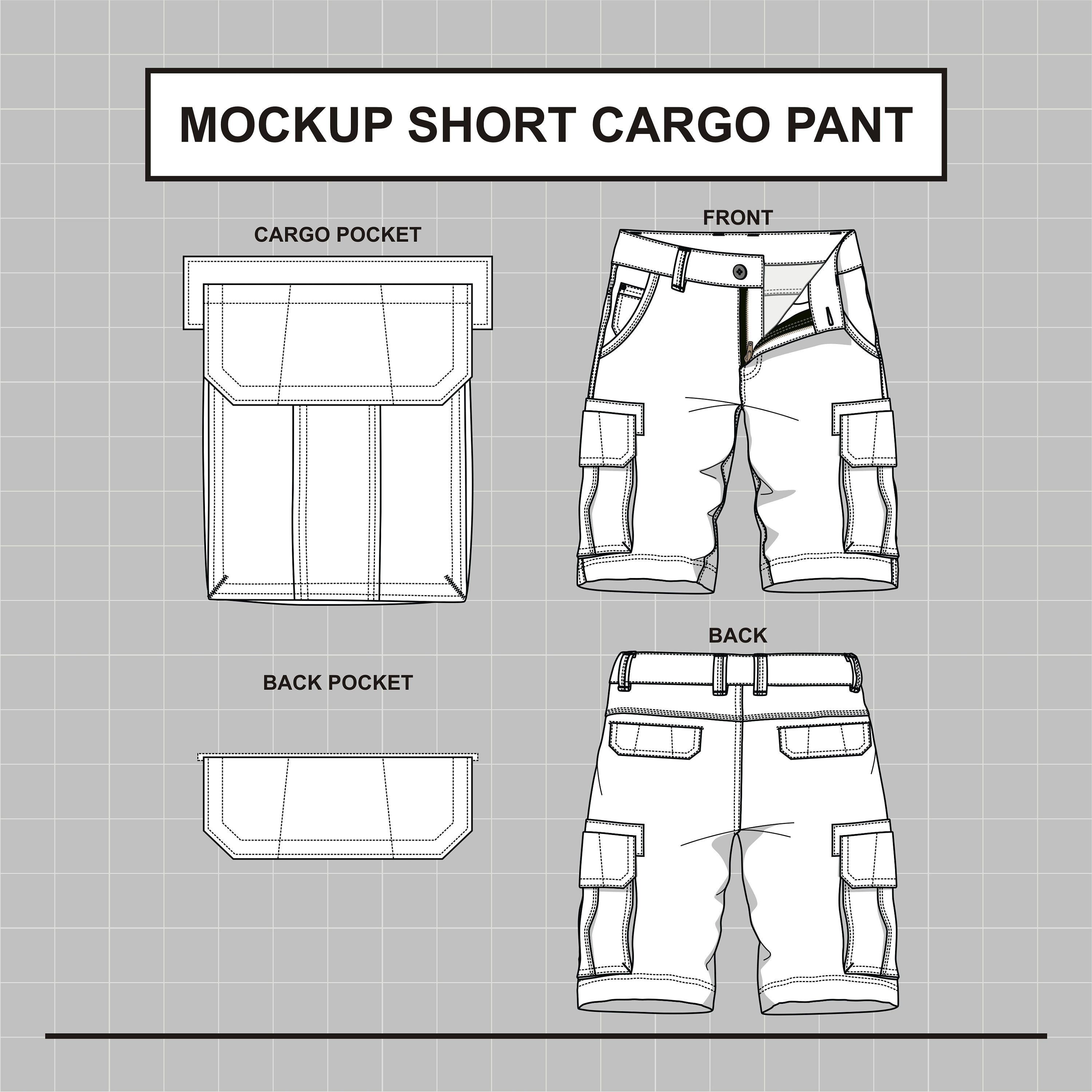 Vector Mockup Short Cargo Pant Template Etsy Vector Mockup Short Cargo Pant Template Etsy