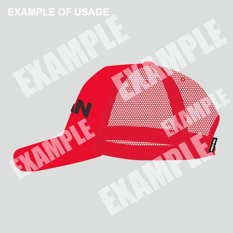May include: Red mesh baseball cap with a black "N" logo on the front and "ONE-MAN" text on the back.