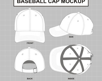 Baseball Cap Mockup Vector Illustrator Template