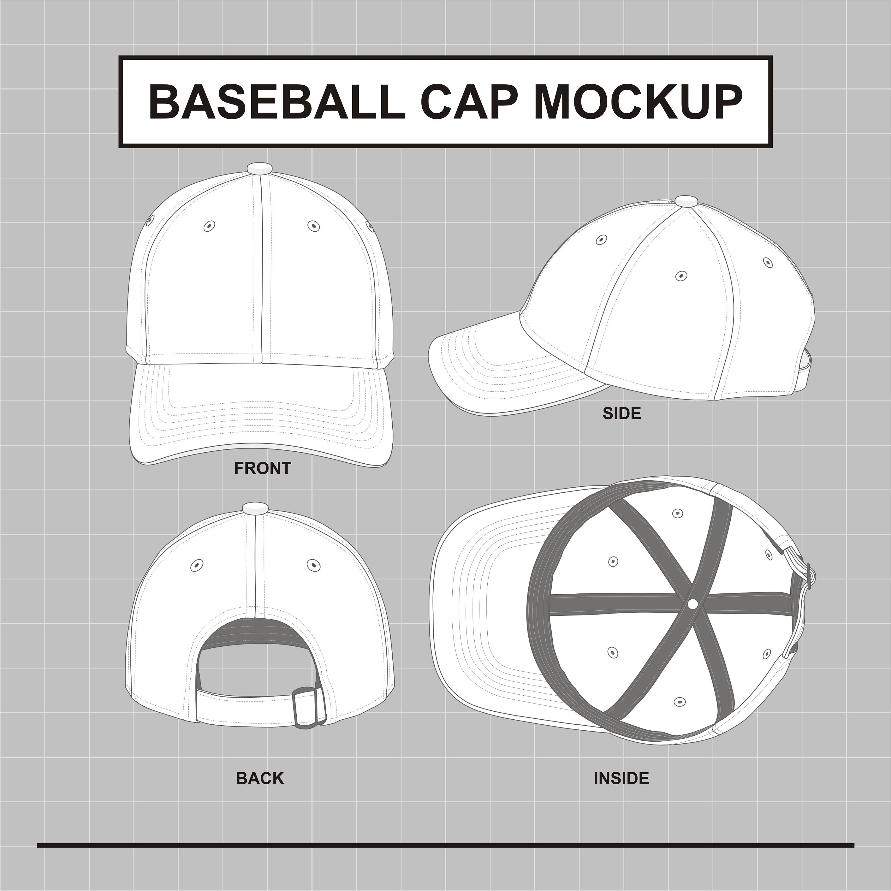 Baseball Cap Mockup Vector Illustrator Template Etsy