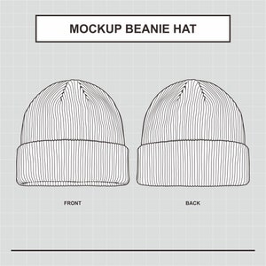 Puede incluir: Un dibujo en blanco y negro de una boina, mostrando las vistas frontal y posterior. El gorro tiene una textura acanalada.