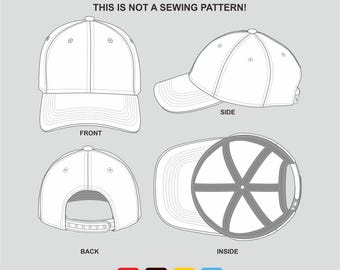 Baseball Snapback Cap Vector Mockup CAD Illustration
