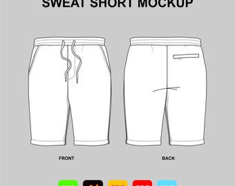 Sweat Short Mockup Flat Drawing Illustration