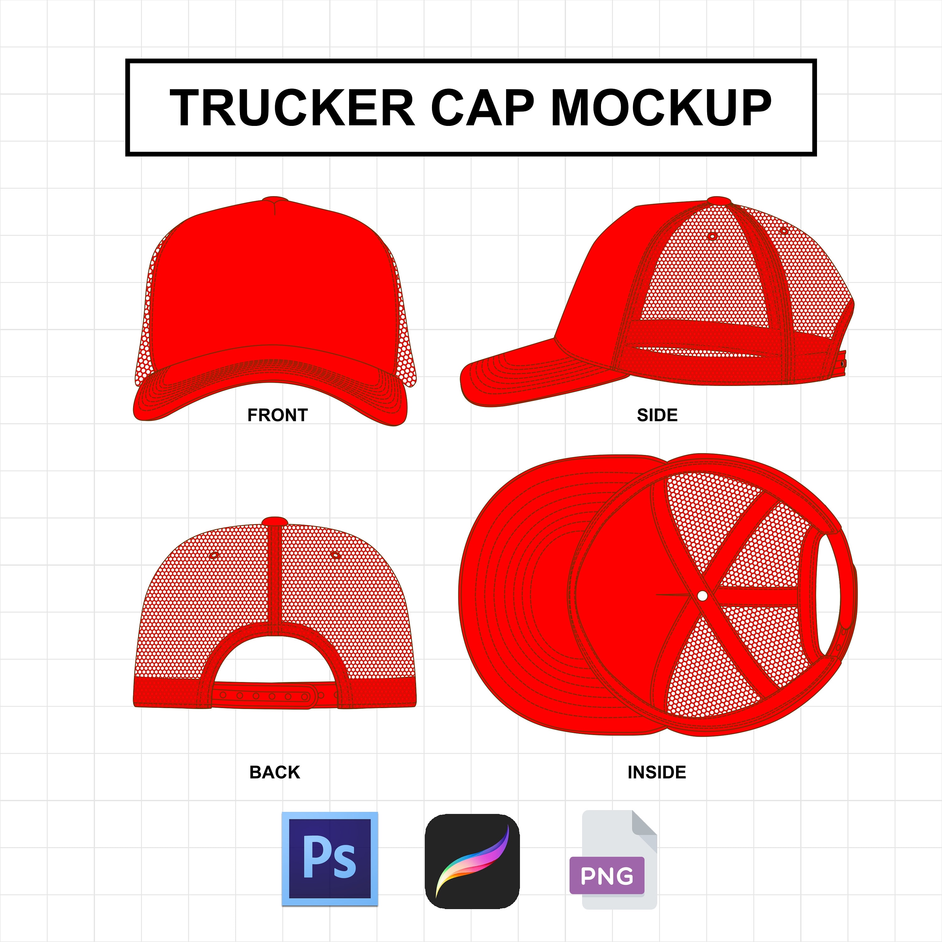 Dye Sublimation Trucker Cap Mockup Add Your Own Image and Background 