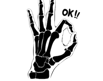 x ray hand or skeleton hand gesture ok SVG, PNG, DXF, jpg, eps digital download