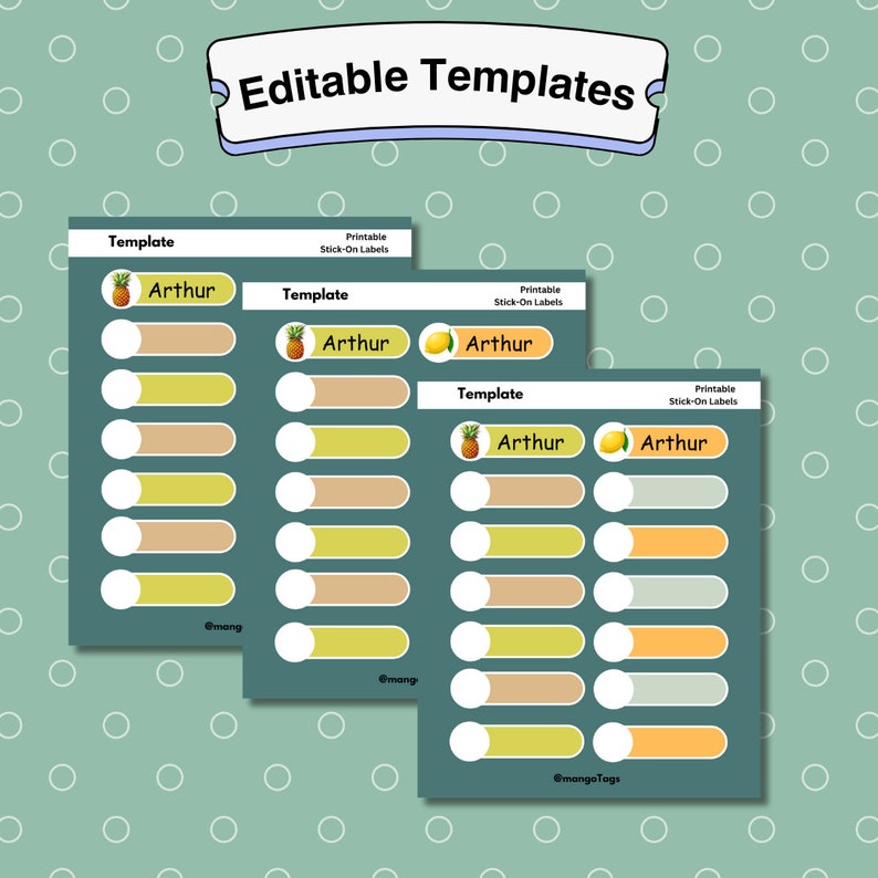 Printable Daycare Labels Fruit Theme Canva Templates Personalized ...