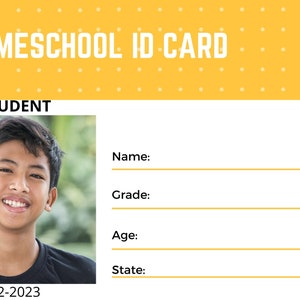 Homeschool Id Card Editable, Homeschool Child Id, Custom id Printable Digital download, Identification Card, homeschoolers homeschool kid