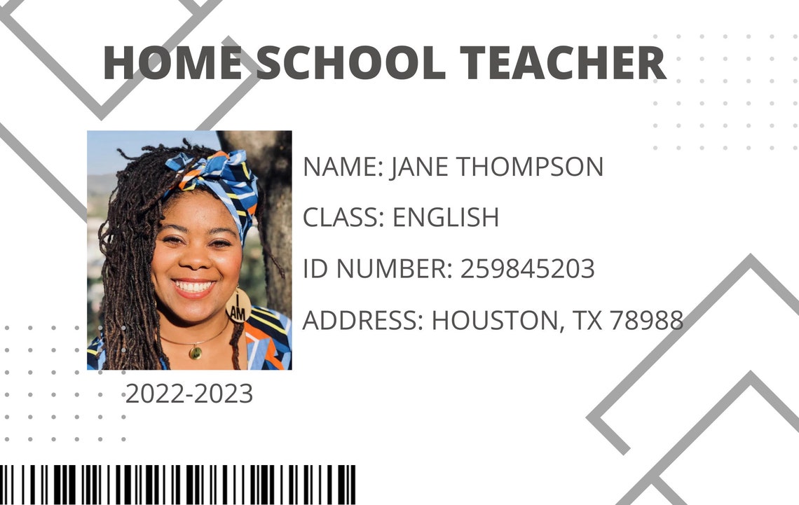 Homeschool Id Card Editable Homeschool MOM Custom Id - Etsy
