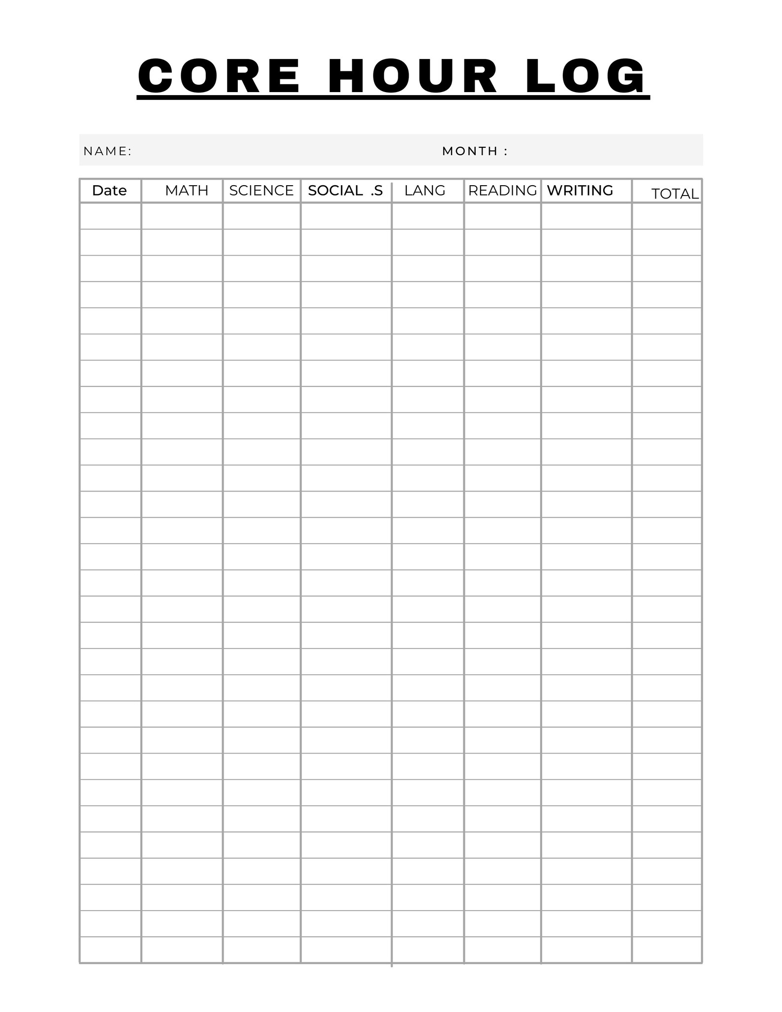 HOMESCHOOL HOUR LOG Hour Log for Homeschoolers Hour Log - Etsy
