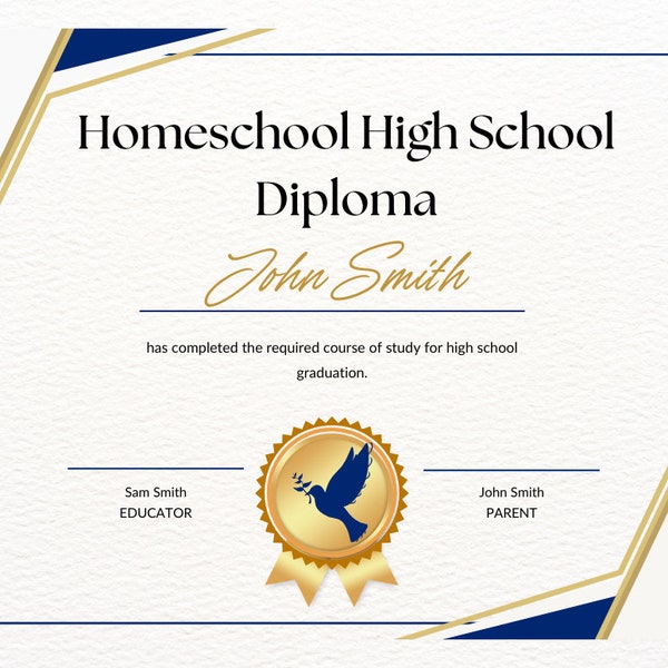 HOMESCHOOL Graduation Diploma High School - Homeschooling diploma