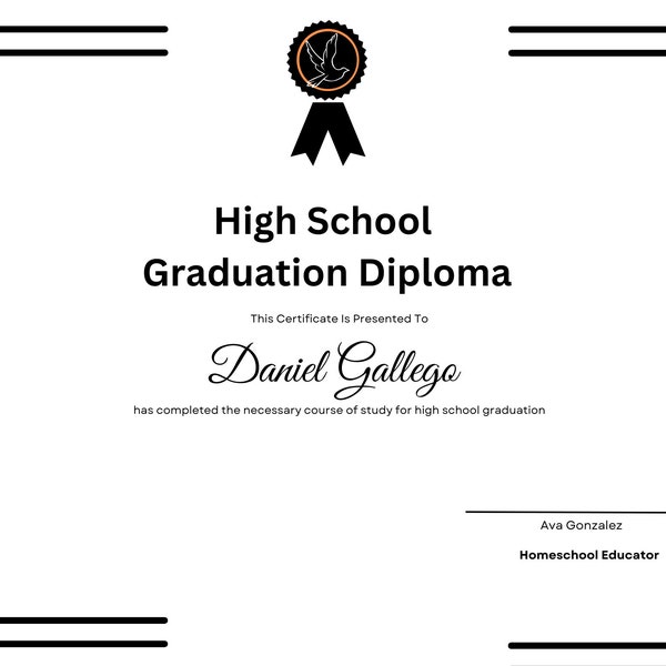 HOMESCHOOL Graduation Diploma High School - Homeschooling diploma