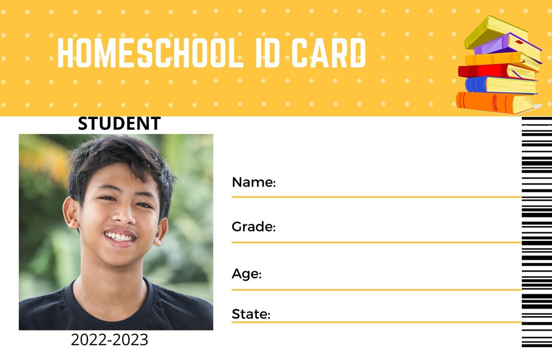 Homeschool Id Card Editable Homeschool Child Id Custom Id - Etsy