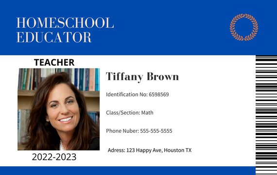Homeschool Id Card Editable Homeschool MOM Custom Id - Etsy