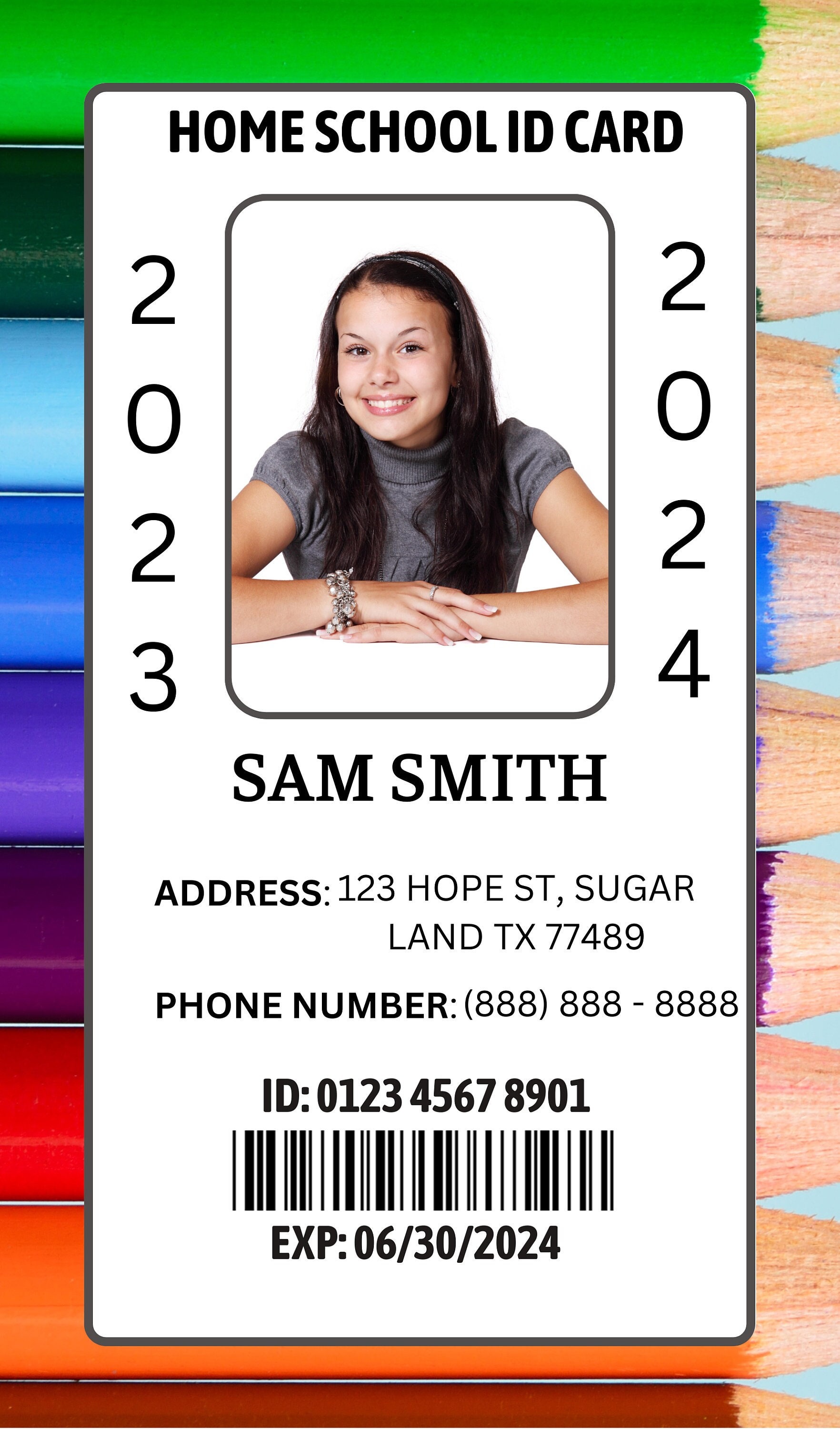 Homeschool Id Card Editable Homeschool MOM Custom Id - Etsy