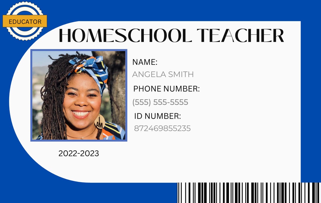 Homeschool Id Card Editable Homeschool MOM, Custom Id Printable Digital ...