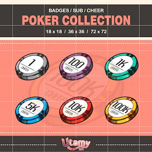 Casino poker collection | Twitch money badges | | emblems Cheer Bit Stream