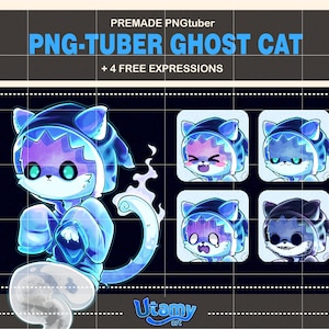 Cute Ghost Cat PNGtuber | Premade Pngtuber Twitch | Viewadotube | Voice Reactive | Halloween