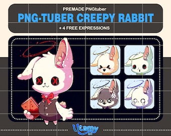 Creepy Stuffed Rabbit PNGtuber | Premade Pngtuber Twitch | Veadotube | Voice Reactive