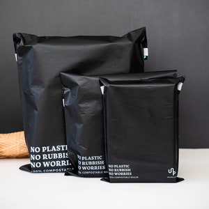 100% Compostable Mailer Eco-friendly Biodegradable Satchel Post Packaging Black Poly Bag 100 Pack