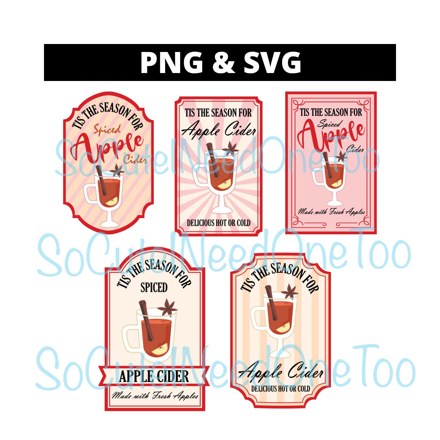 Apple Cider Labels PNG Graphics Digital Download - Etsy