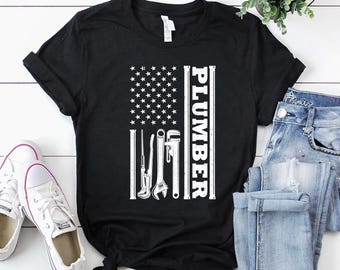 Maglietta da idraulico / Maglietta da idraulico / Felpa con cappuccio da idraulico / Regalo da idraulico / Maglietta con bandiera USA da idraulico