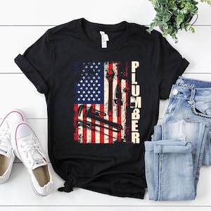 Plumber Shirt | Plumber T-Shirt | Plumber Hoodie | Plumber Gift | Patriotic Plumber US Flag Shirt