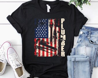 Plumber Shirt | Plumber T-Shirt | Plumber Hoodie | Plumber Gift | Patriotic Plumber US Flag Shirt