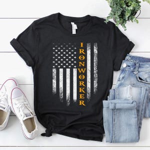 Ironworker Shirt / Ironworker T-Shirt / Ironworker Gift / Ironworker Hoodie / Vintage USA Ironworker American Flag Shirt