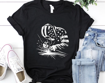 Welder Shirt / Welder T-Shirt / Welder Gift / Gift for Dad / Welder Dad Shirt / Welder American Flag USA Patriotic Welding Shirt