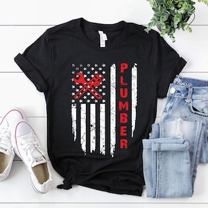 Plumber Shirt | Plumber T-Shirt | Plumber Hoodie | Plumber Gift | USA American Flag Plumber Shirt