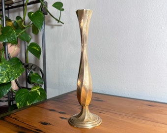Small solid brass swirl vase - Mid century eclectic decor