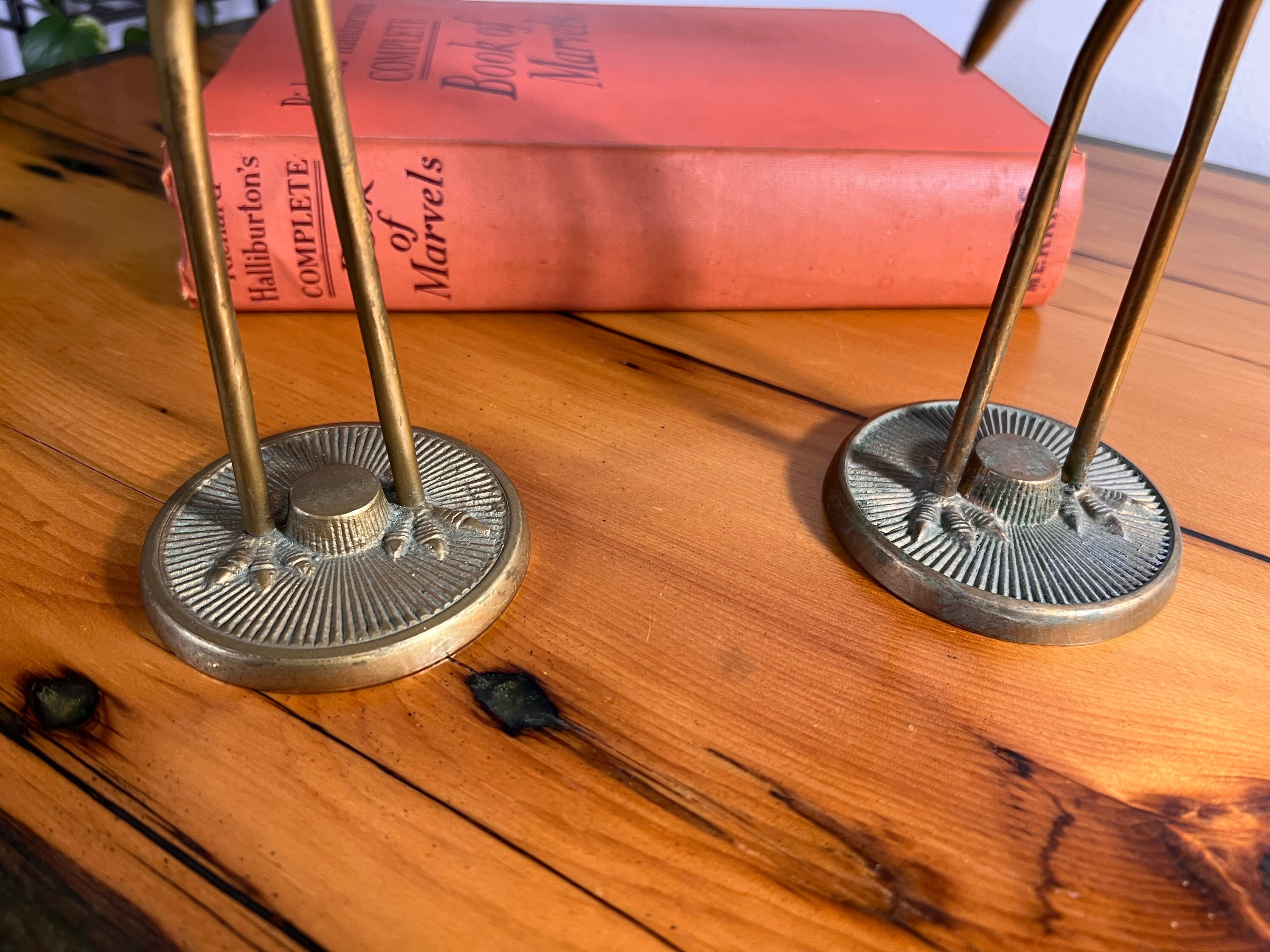 Vintage Solid Brass Cranes Set of Two Etsy