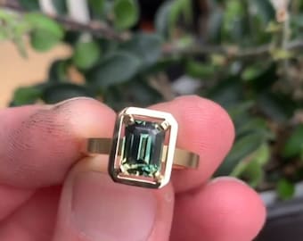 Unique Design 3 CT Green Emerald Sapphire Diamond Engagement Ring 10K 14K 18K Solid Yellow and Rose Gold Wedding Ring Anniversary Ring