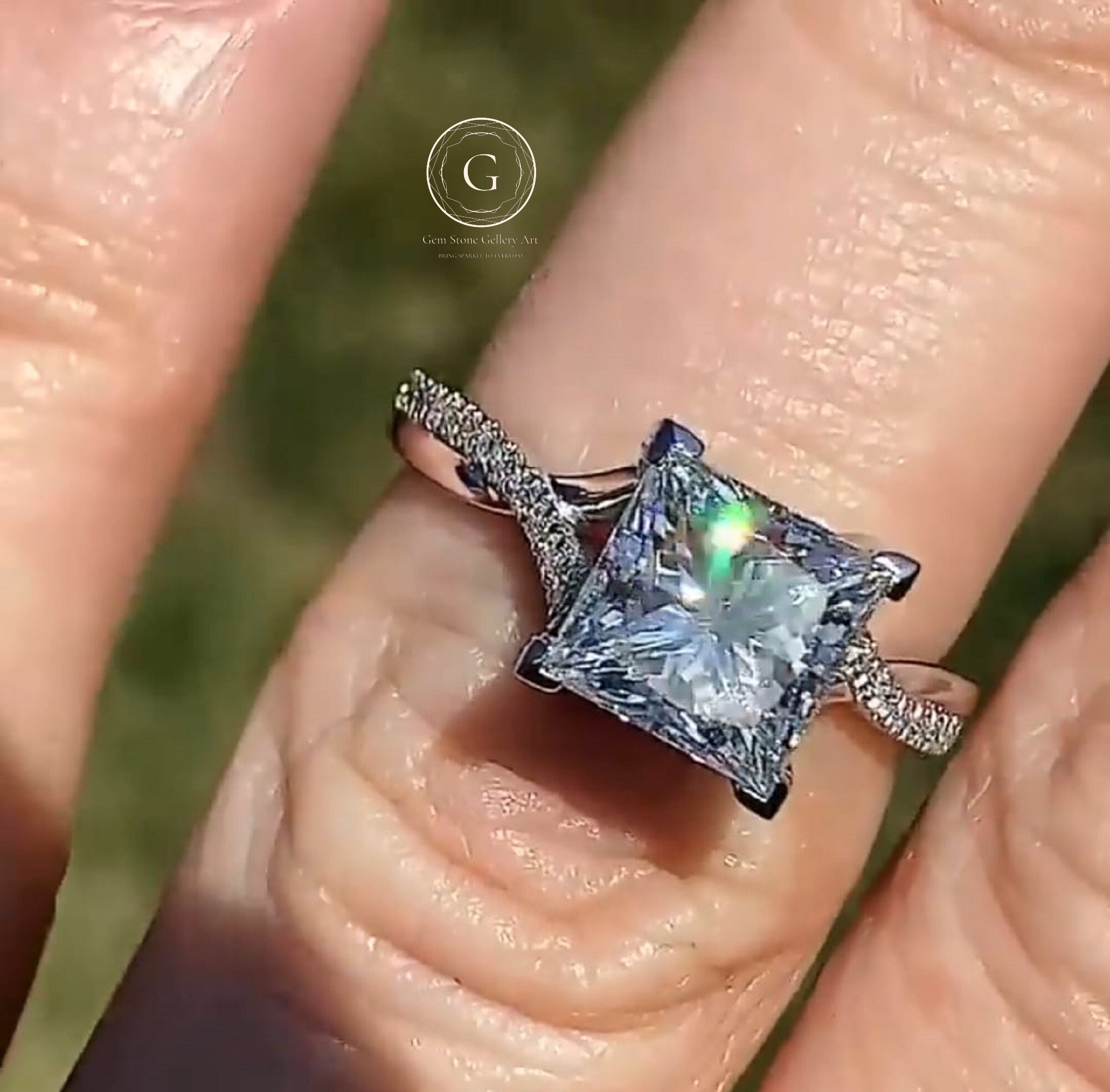 Twisted band engagement store ring princess cut