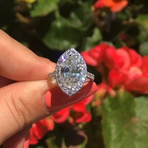 5 CT Marquise Moissanite Engagement Ring: Ice Crushed Gold Anniversary Ring