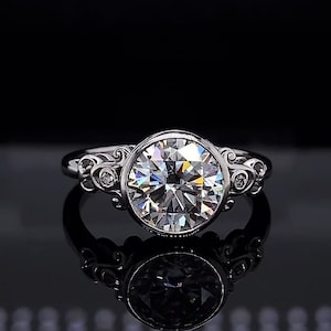 Ice Crushed 3 CT Round Cut Moissanite Diamond Ring Engagement Ring 10K 14K 18K Solid White Yellow and Rose Gold Wedding Ring Bridal Set Ring