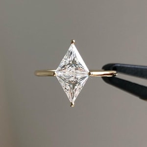 2 CT Kite Cut Moissanite Ring: Solid Yellow Gold Engagement Ring