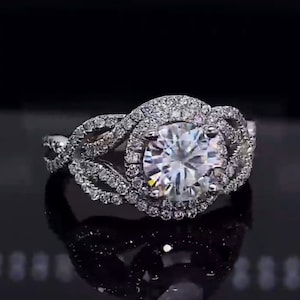 3 CT Round Cut Moissanite Diamond Engagement Ring With Twisted Band 10K 14K 18K Solid White and Rose Gold Wedding Ring Anniversary Gift Ring