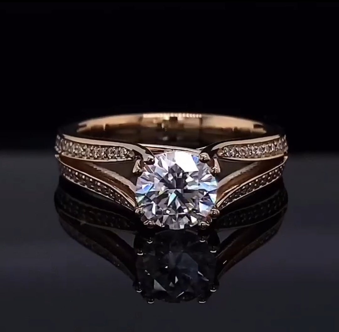 MOISSANITE ゴールドリング 18K RGP印刻 Certified 18k Gold Plated 18K Gold Plated Moissanite Diamond
