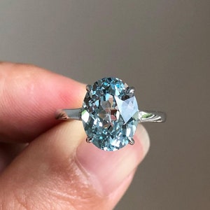 Aquamarine 4 CT Oval Cut Diamond 10K 14K 18K Solid White and Rose Gold Engagement Ring Bridal Ring Aquamarine Diamond Ring Gift For Her