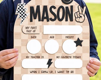 Checkered First & Last Day of School Sign: Photo Prop