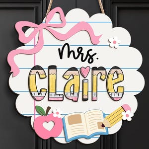 Personalized 3D Teacher Sign, Custom Teacher Name Sign, Back To School, Classroom Decoration, Teacher Door Hanger, New Teacher Gifts