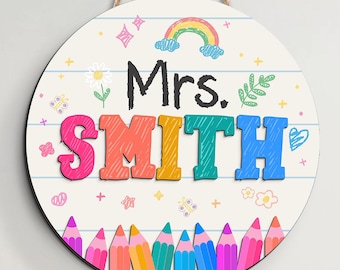 Personalized Teacher Door Sign: Custom Classroom Decor