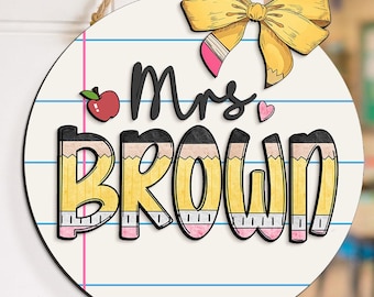 Personalized Teacher Name Sign: Custom Classroom Door Hanger