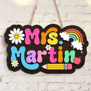 Personalized Teacher Gift, Custom 3D Teacher Name Door Hanger, Teacher Appreciation Gifts, Classroom Welcome Sign, Teacher Classroom Decor